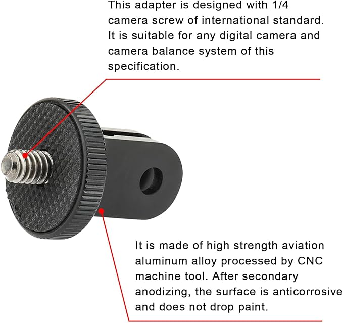 Aluminum Tripod Mount for Gopro Tripod Adapter 1/4"-20 Camera Mount for Gopro Hero 13 12 11 10 9 8 DJI Osmo Insta360 AKASO and Other Action Camera Accessories