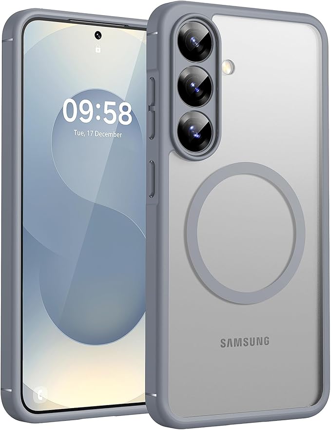 TOCOL Magnetic for Samsung Galaxy S25 Case, Upgraded Full Camera Protection, Compatible with Magsafe, Drop Protection Slime Clear Back Cover for Samsung Galaxy S25 6.2-Inch (Gray)
