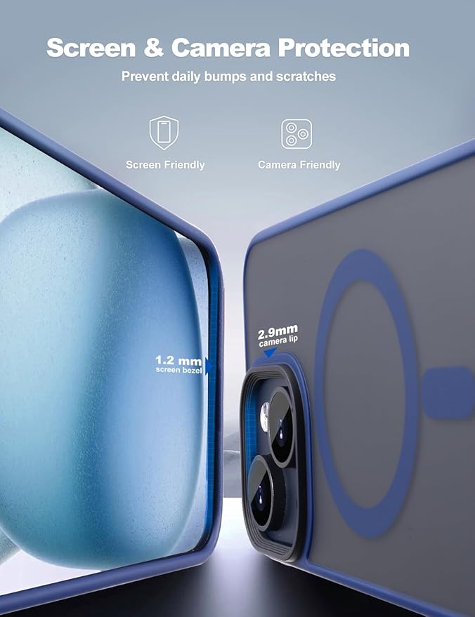 Tigowos for iPhone 15 Magnetic case Fits MagSafe 15FT Drop Resistant Anti-Yellowing Heavy Duty Shockproof Back Cover Fits iPhone 15 Phone Cases 6.1"，Blue