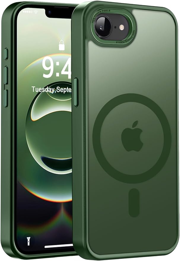 Newfuture Designed for iPhone 17e Case & iPhone 16e Case with Magnetic [13 FT Military Drop Protection] [Compatible with Magsafe] Translucent Shockproof with Anti-Fingerprint Phone Case, Dark Green