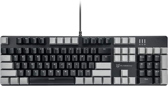 Qisan 104 Mechanical Keyboard for Gaming | Large Size USB White Backlit Gaming Keyboard Wired | US Layout Black Switches Hot Swappable Mechanical Clicky Keyboards Compatible with PC & Laptop