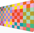Checkered Desk Mat Retro Cute Mouse Pad XXL Large Mouse Pad, Desk Matt for Desktop Keyboard Pad Mouse Mat Computer Decor with Stitched Edges 31.5 X 15.7In