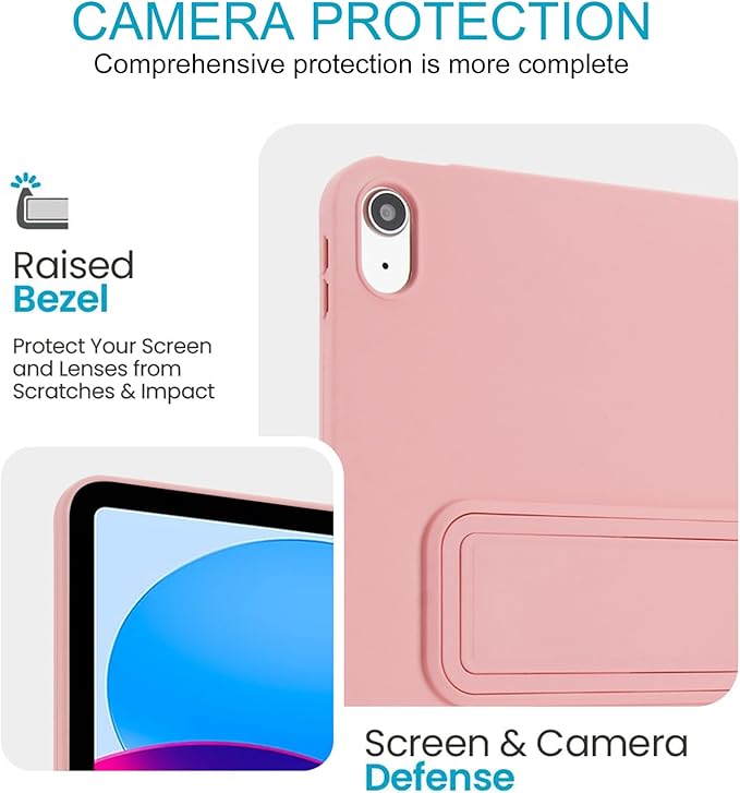 Case for iPad 11th Generation (A16) 11 Inch 2025/iPad 10th Generation 10.9" 2022, TPU & Hard PC Back Cover with Kickstand Feature Screen & Camera Defense Shockproof Bumper, Pink