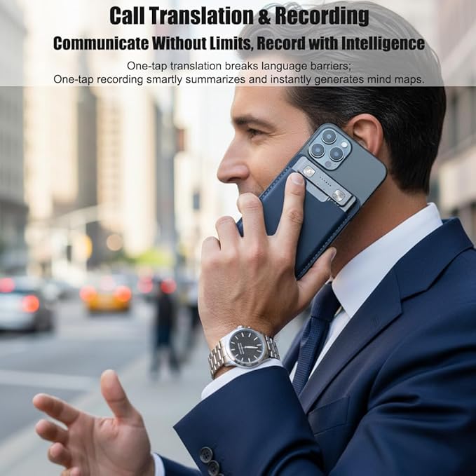 MMQ AI Voice Recorder with Real-Time Interpreter, AI Transcription, Summarize, 120+ Languages, Note Taker and Live Translation for Calls and Meetings, Ultra-Slim, APP Control, Case Included