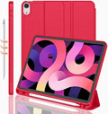 iMieet iPad Air 11 Inch Case M4/M3/M2(2026/2025/2024), iPad Air 5th/4th Generation Case 2022/2020 10.9 Inch with Pencil Holder,Trifold Stand Smart Case with Soft TPU Back(Red)