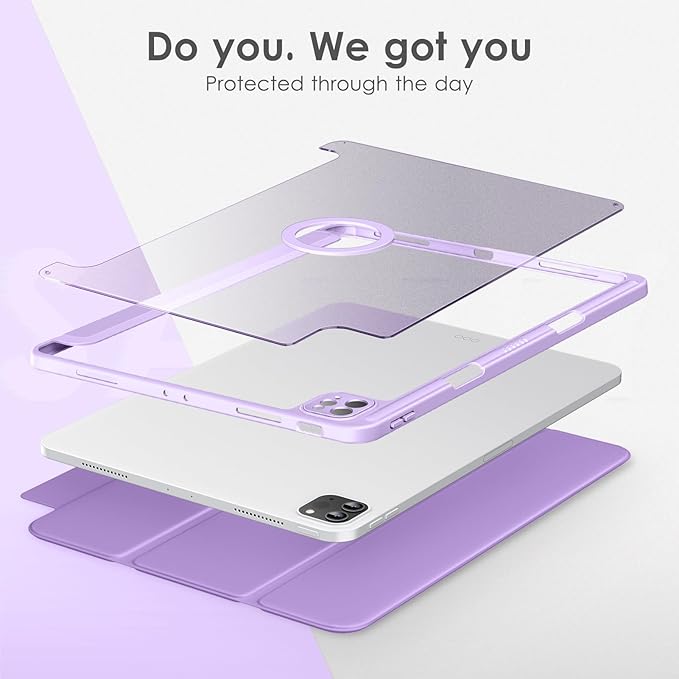 VIKESI Case for iPad Pro 12.9 6th/5th/4th/3rd Generation 2022/2021/2020/2018,TPU Shockproof Frame,Built-in Pencil Holder,Auto Sleep/Wake - Purple Marble