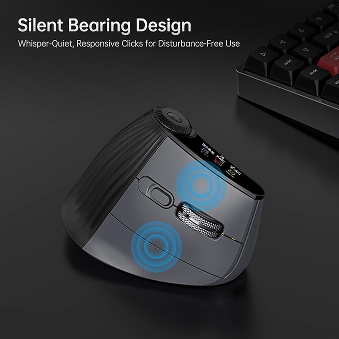 Ergonomic Vertical Mouse Wireless, Rechargeable Bluetooth Ultra-Fast Scrolling 4800 DPI Ergo Mouse, 2.4G Quiet Clicks 6 Buttons RGB Optical Mice, 3 Multi-Device Connectivity for Mac, Laptop