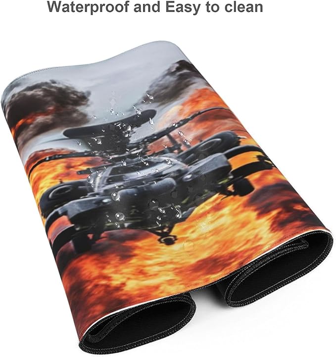 Attack Helicopter Mouse Pad, Aircraft Airplane Large Big Gaming Mouse Pad Desk Pad, Mousepad with Non-Slip Rubber Base, Extended XXL Mouse Mat for Computer Laptop Office Accessories