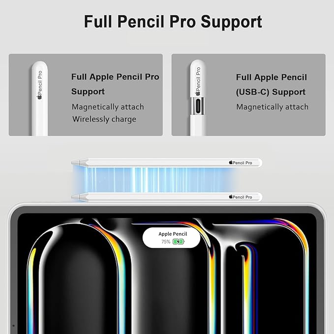 iMieet iPad Pro 13 Inch Case (M5/M4) 2025/2024 with Pencil Holder, Trifold Stand Smart Case with Soft TPU Back, Auto Wake/Sleep (Light Gray)