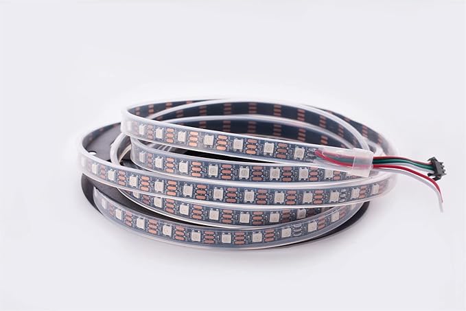 WS2812B LED Strip Individual Addressable Light 60Pixels/m SMD 5050 RGB Pixel Strip DC5V (16.4FT 300LEDS Waterproof IP67, Black PCB)