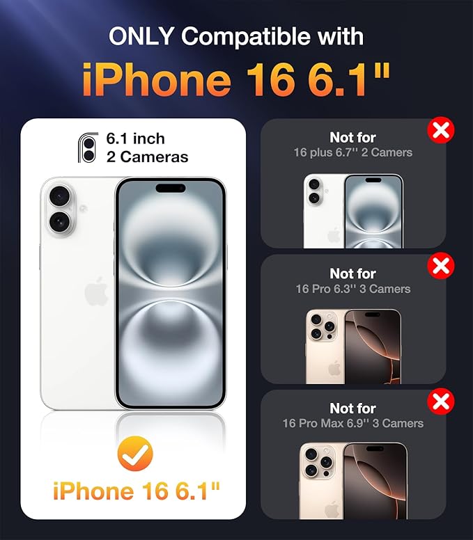 Diaclara Designed for iPhone 16 Case, Full Body Rugged Case with Built-in Touch Sensitive Anti-Scratch Screen Protector, Upgraded [Full Camera Protection] for Phone 16 (White)