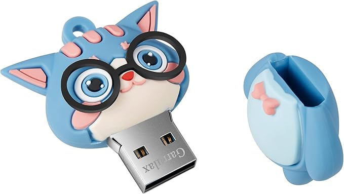 USB Flash Drives,Waterproof Silicone USB2.0 High Speed Thumb Memory Stick Pen Date Storage Pendrive U Disk (32GB,Blue Cat)