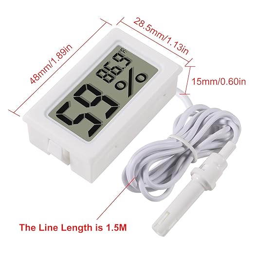 2-Pack Mini Digital Hygrometer Thermometer Gauge with Probe LCD Display Temperature Fahrenheit Humidity Meter for Incubator, Reptile Plant Terrarium, Humidor, Guitar Case, Greenhouse