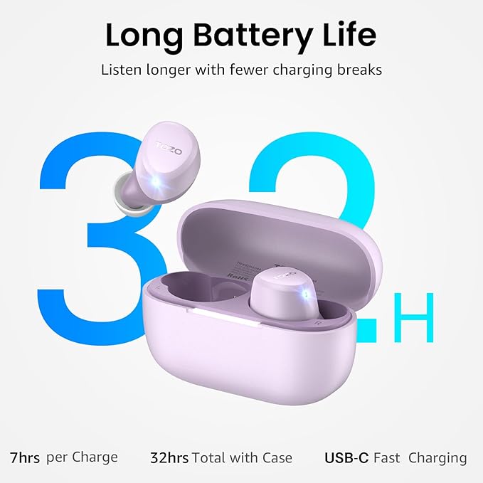 TOZO A1 Wireless Earbuds Bluetooth 5.3 Light Weight in Ear IPX5 Waterproof Headphones 2 Mic for AI Calls, Immersive Premium Sound Bass Headset with Charging Case, 32 Presets EQ Customization via App