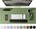 Leather Desk Pad Protector, Mouse Pad, Non-Slip Computer Mat for Desk, PU Leather Office Desk Mat for Home & Office, Waterproof Laptop Desk Blotter for Keyboard and Mouse, Olive Green (15.7''X31.5'')