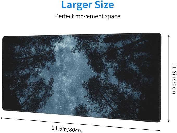Night Sky Forest Mouse Pad XL Large Mousepad Non Slip Rubber Base Desk Mat for Laptop Computer Gaming 31.5" X 12"