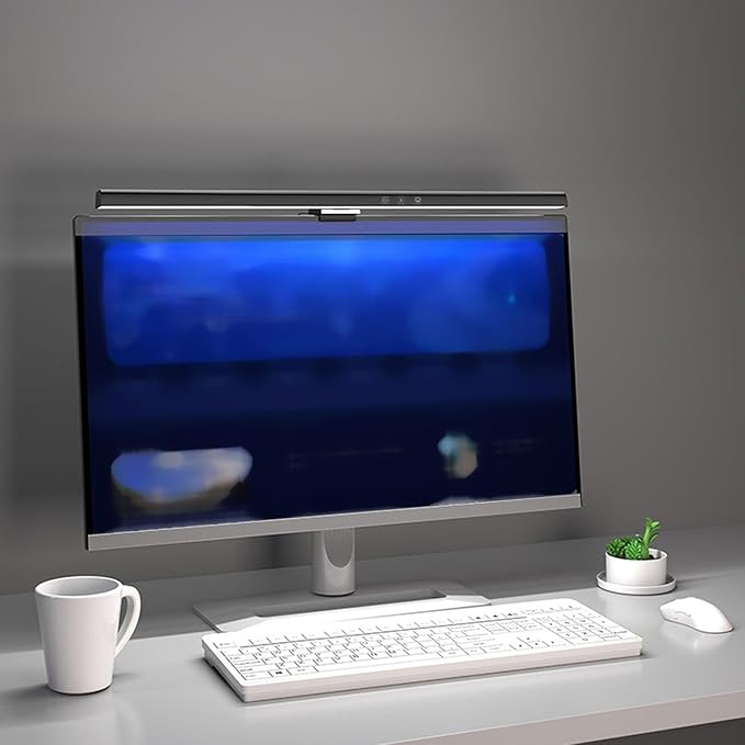 Computer Monitor Lamp, Screen Monitor Light Bar for Eye Caring, USB Reading LED Task Lamp with Auto Dimming, Touch Control, No Glare Eye Protection Home Office Desk Lamps (Black)