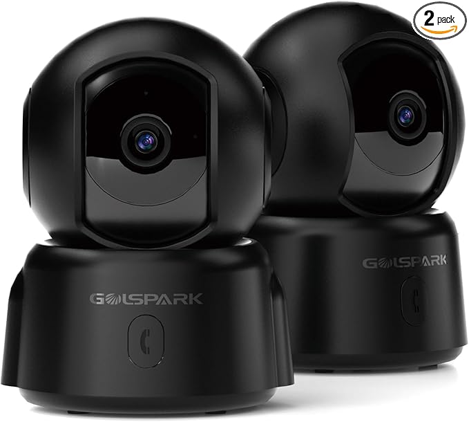 GOLSPARK Dog Pet Camera for Home Security 2K, 2.4GHz WiFi Camera Baby Monitor for Room with Motion Tracking Detection Night Vision, Two-Way Audio SD/Cloud Storage