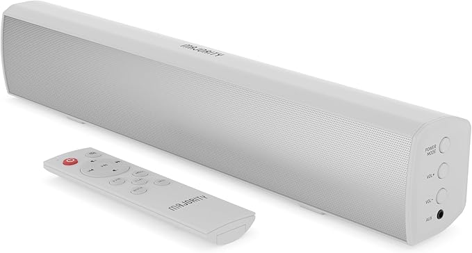 Majority 15 Inch White Soundbar for TV, Bluetooth Sound Bar 50 Watts, Home Audio Speaker, Small PC Soundbar Speaker | AUX, RCA, Optical, USB | Gaming, Music, Movies | Bowfell