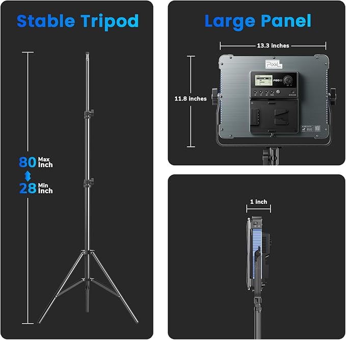 P80 LED Video Lighting Kit with APP Control,10 Applicable Scenes RGB LED Video Light Panel,60W 2500K-10000K CRI 97+ Photography Lighting for Studio/Gaming/Streaming/YouTube/Film/Video Recording