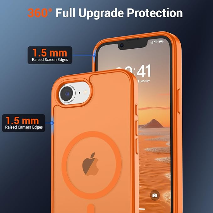 SUPFINE Magnetic for iPhone 17e Case/iPhone 16e Case (Compatible with MagSafe) (Military Grade Drop Protection) Translucent Matte Shockproof Phone Cover,Starry Orange
