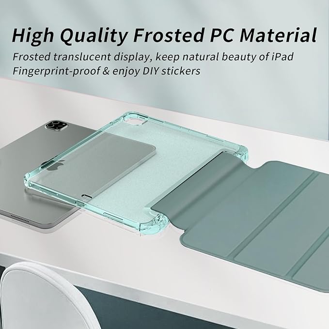 Kenke New iPad Pro 11 Inch Case 4th/3rd/2nd/1st Generation 2022/2021/2020/2018 Support 2nd Pencil Charge with Built-in Left Side Pencil Holder, Hard Frosted Back Cover & Colored Edge (Dark Green)