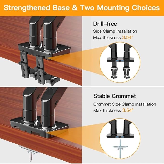 ErGear Dual Monitor Desk Mount up to 40 inches Screens, Max 26.4lbs Capacity Each, Heavy Duty Ultrawide Monitor Arm with USB Ports, Height Adjustable Monitor Stand, VESA 75x75mm or 100x100mm, Black