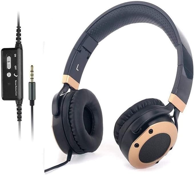 MONODEAL Active Noise Cancelling Headphones with Microphone and Airplane Adapter, Folding and Lightweight Travel Headsets, Hi-Fi Deep Bass Wired Headphones with Carrying Case