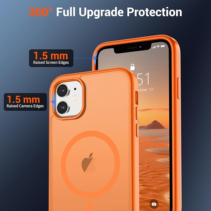 SUPFINE Magnetic for iPhone 12 Case/iPhone 12 Pro Case (Compatible with MagSafe)(Military Grade Drop Protection) Translucent Matte Shockproof Phone Cover,Starry Orange