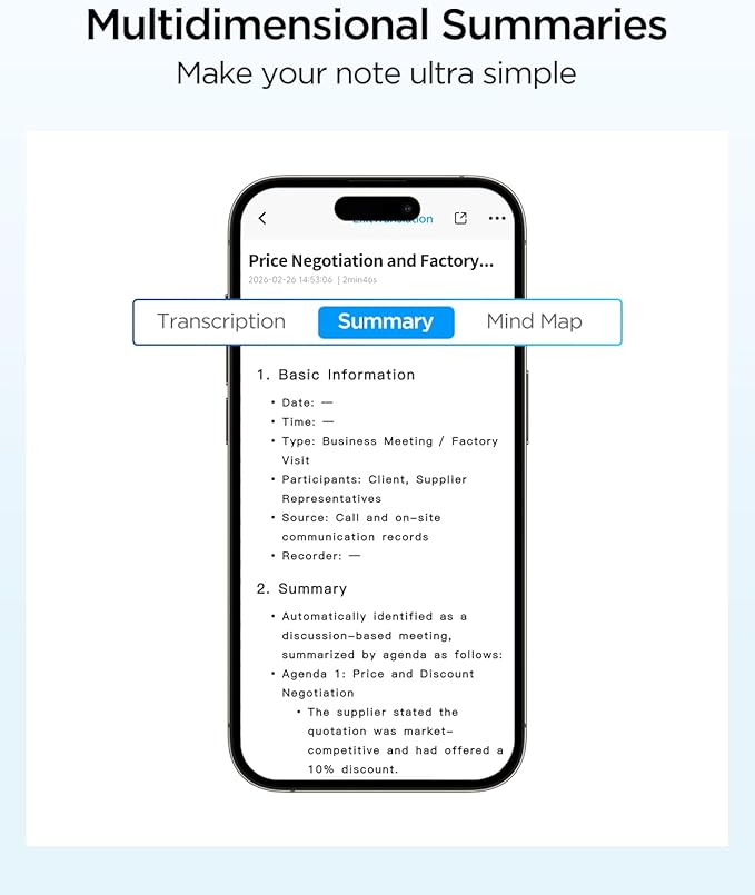 BOYA Notra AI Voice Recorder,3-Mode Capture -Ambient/Phone Call/Bluetooth, AI Transcription&Smart Summary, Support 140+ Languages, 64GB Storage, Magnetic Note Taker for Meetings,Lectures,Interviews