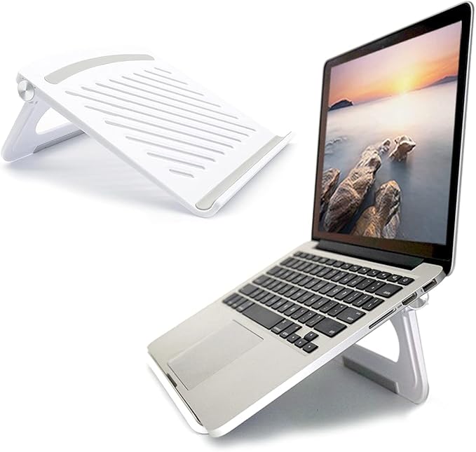 Laptop Stand for Desk Stable Foldable Adjustable Multi-Angle Computer Desktop Holder Ventilated Lapdesks Riser for Mackbook, Lenovo, Dell, iPad, HP - Within 17' (White)