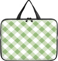 Universal Tablet Laptop Sleeve Case 10 inch, Green and White Checkered Slim Carrying Case Travel Laptop Bag Durable Handbag for 7 to 10-inch Laptops/Notebook/Kids Tablet/ipad/eBook Readers