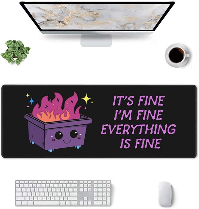 Dumpster on Fire Gaming Mouse Pad, 31.5 x 11.8 Inch Large Mouse Pads for Desk, Keyboard Mouse Mat with Non-Slip Base for Home and Office
