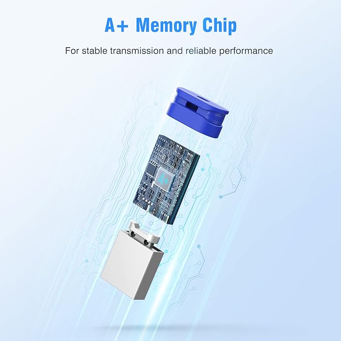 K&ZZ 16GB Mini Flash Drive 10 Pack 16 GB Small USB Flash Drives with Lanyard 16G Low Profile USB Drive Gig Thumb Drive Memory Stick (16GB, Blue)