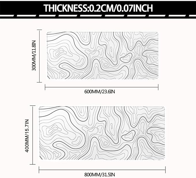 Rcege Large Mouse Pad for Desk - Gaming Mouse Pad with Stitched Edges, Anti-Slip Base for Keyboard and Mouse(White Line, 31.5L x 15.8W inches)