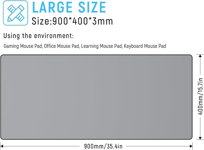 JIALONG Desk Mat - Large Desk Pad, Gaming Mouse Pad, Office Desk Protector with Anti-slip Base, Anti-wear Personalized Design, Mousepad in Mid-Grey