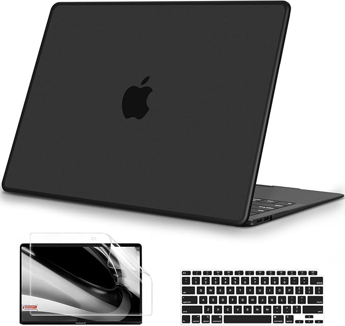 B BELK Compatible with MacBook Air 13 inch Case 2022 2021 2020 2019 2018 A2337 M1 A2179 A1932, Matte Plastic Hard Shell + Keyboard Cover+ Screen Protector for MacBook Air 13.3 inch Case, Frost Black