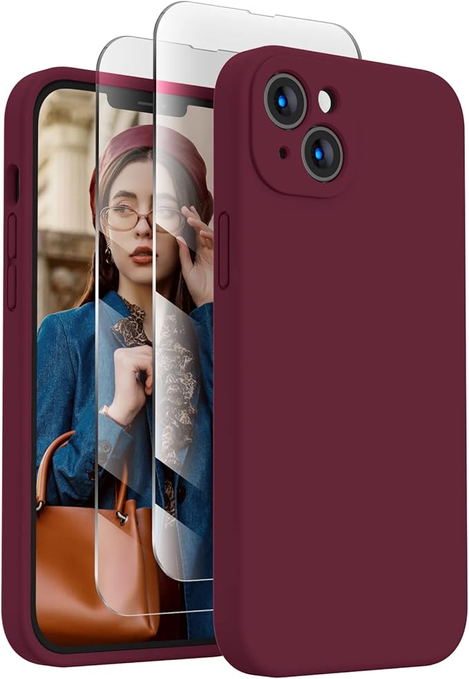 FireNova Designed for iPhone 13 Case, Silicone Upgraded [Camera Protection] Phone Case, Soft Anti-Scratch Microfiber Lining Inside, 6.1 inch, Plum