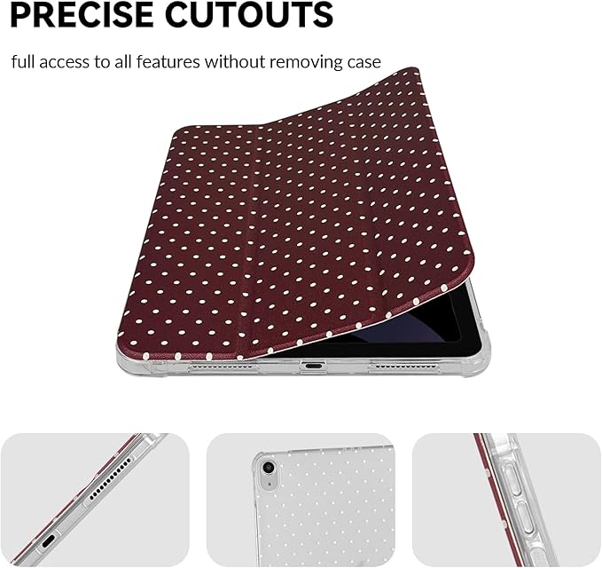 Lovmooful Compatible for iPad 11th 11-Inch A16 (2025),iPad 10 (10.9-Inch,2022 Model,10th Generation) Case with Pencil Holder Cute Polka Dot Aesthetic Design Soft TPU Trifold Stand Protective-Wine Red