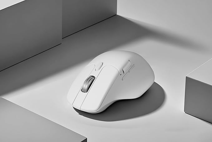 Keychron M6 Wireless All Silent Gaming Optical Mouse, 8000Hz Tri-Mode 2.4 GHz/Bluetooth 5.3/Wired, PixArt 3950 Sensor, 30000 DPI, Magnetic Metal Scroll Wheel for Windows PC/Mac - White