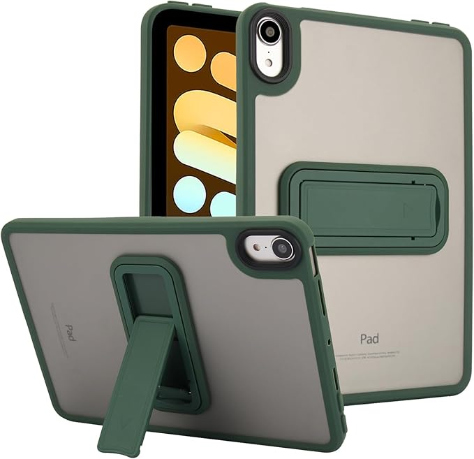 Shockproof Case for iPad mini 7th/6th Generation (2024/2021 8.3-inch), Kickstand Slim Fit Rugged Bumper Lightweight Anti-Scratch Bumper Case Cover for Women Men, Green