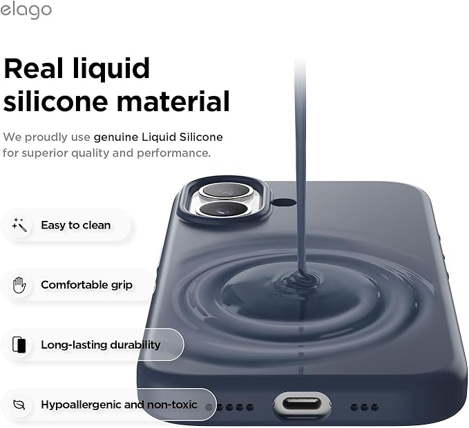 elago for iPhone 17 Case, Premium Magnetic Silicone Case, Compatible with MagSafe, Liquid Silicone Material, Protective Cover, Shockproof, Slim Phone, 6.3 inch (Jean Indigo)