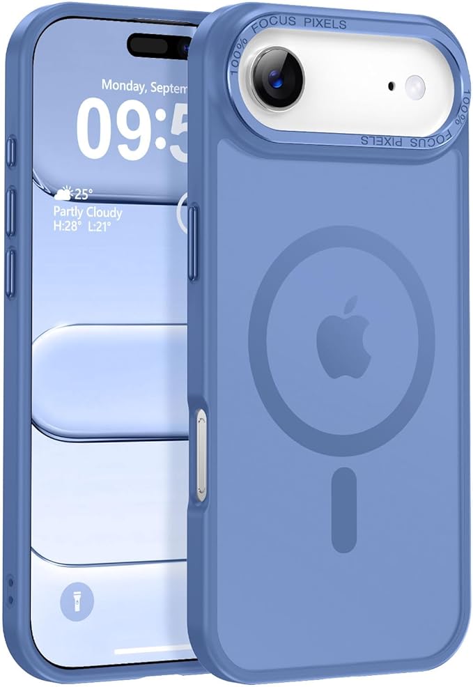 Newfuture Magnetic for iPhone Air Case [Compatible with Magsafe] [Military Grade Drop Protection] Translucent Matte Anti-Scratch Shockproof Protective Phone Cover 6.5 Inch, Light Blue