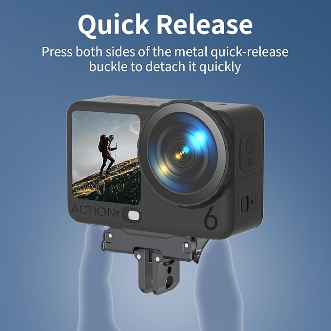 Aluminum Magnetic Quick Release Adapter Mount Compatible with DJI Osmo Action 6 /Osmo Nano, Expansion Stand with1/4Screw Hole/Foldable Connector/Quick-Release Buckle, Action Camera Accessories