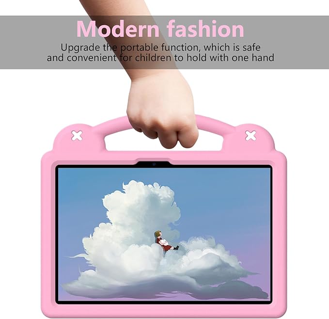 AKABEILA Compatible with Honor Pad X8a 2024/Infinix Xpad 11 inch 2024 Tablet Case, Kids Friendly Universal Lightweight Shockproof Protective Case with Shoulder Strap & Stand Handle Pink