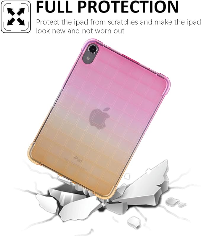 for iPad (A16) 11th Generation 11" 2025 & iPad 10th Generation Case 10.9 inch 2022, Lightweight Thin Translucent Soft TPU Back Shockproof Matte Clear Silicone Gradient Shell, Pink & Yellow