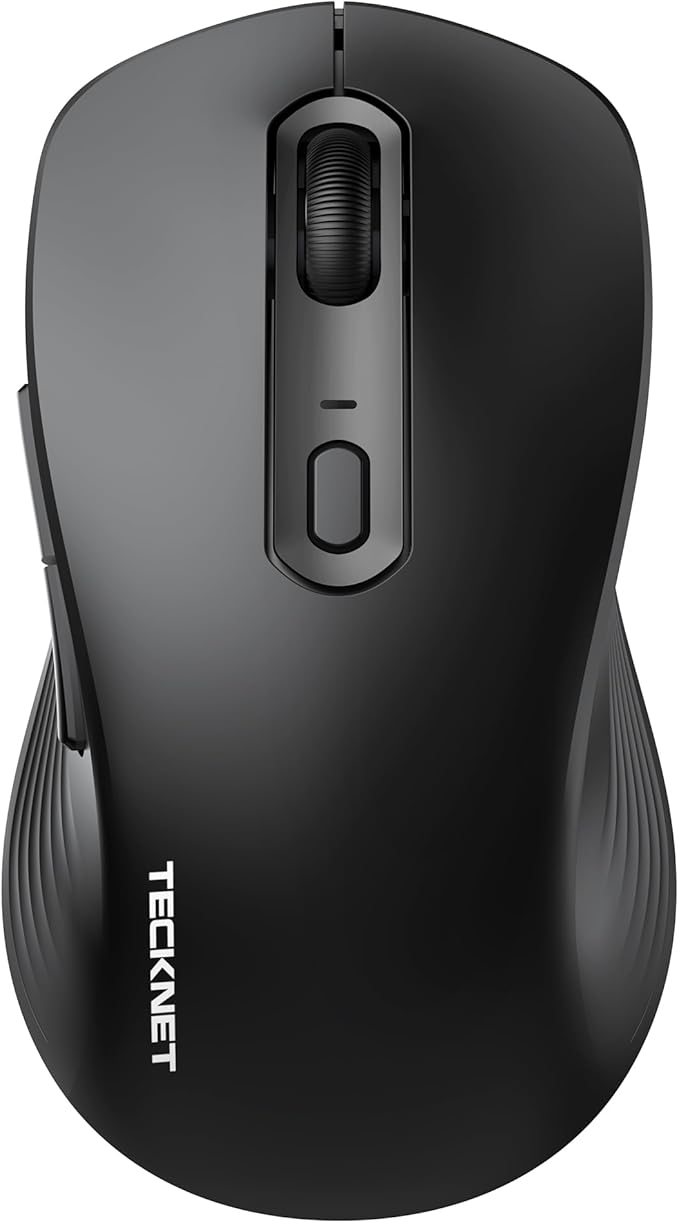 TECKNET Bluetooth Mouse, [ USB + BT1 + BT2 ] Wireless Mouse for Laptop, Silent Click, Ergonomic Design, 4800 DPI Computer Mice Wireless, Dual Mode for Laptop, Computer, iPad, MacBook