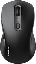 TECKNET Bluetooth Mouse, [ USB + BT1 + BT2 ] Wireless Mouse for Laptop, Silent Click, Ergonomic Design, 4800 DPI Computer Mice Wireless, Dual Mode for Laptop, Computer, iPad, MacBook
