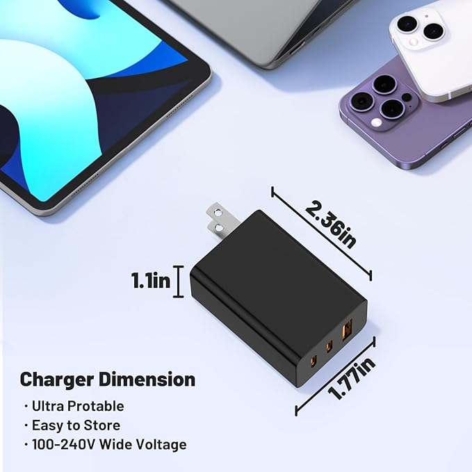 USB C Charger Block,100W GaN Super Fast Charging Station Hub,USB C Cube Plug,65W Type C Power Adapter Brick Box for MacBook Pro/Air,iPad,Apple iPhone 17 16 15 Pro Max,Samsung Galaxy S26+ S25 S24 Ultra