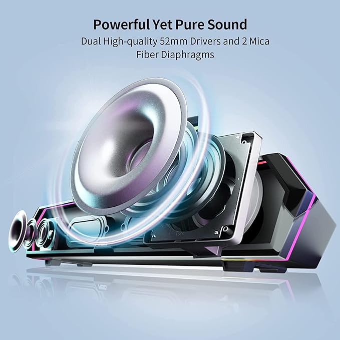 Edifier MG300 Computer Sound Bar: Loud Speakers with Deep Bass - Switch RGB Built-in Microphone for Gaming Speakers Wireless Bluetooth 5.3 & USB Adapter PC Sound Bar for Desktop